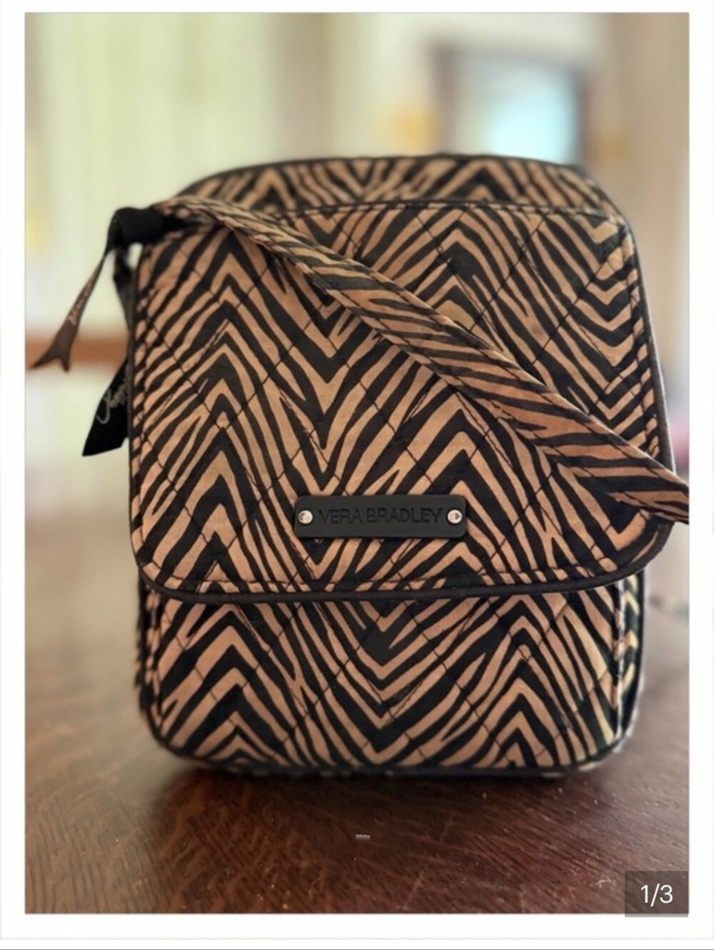 Vera Bradley Tan and Black Chevron Crossbody Bag